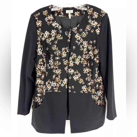 LOGO by Lori Goldstein Lined Floral Print Quilted Blazer Jacket Casual Sz 18w - Picture 4 of 12